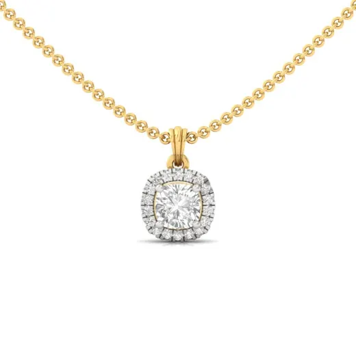 Cushion Cut Diamond Halo Pendant (Without Chain)
