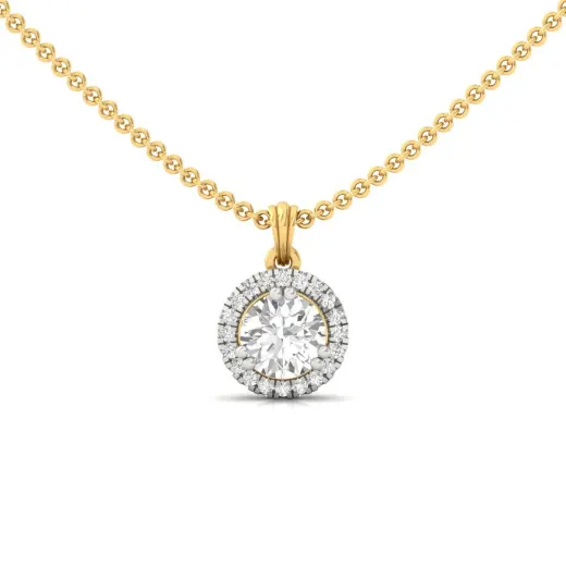 Round Cut Diamond Halo Pendant (Without Chain)