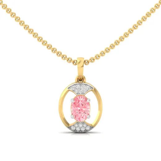 Pink Oval Cut Diamond Pendant (Without Chain)