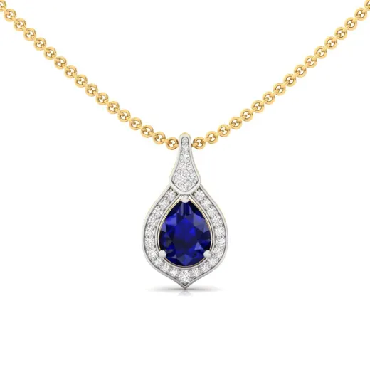 Blue Pear Cut Diamond Pendant (Without Chain)