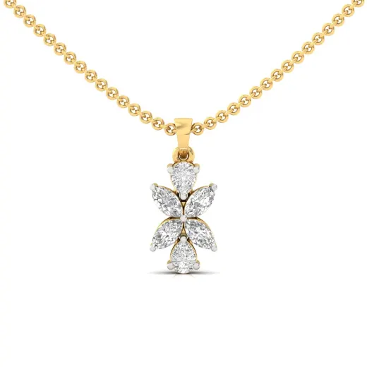 Marquise & Pear Cut Diamond Pendant with Emerald Accents (Without Chain)