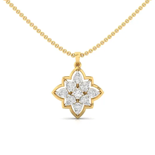 Pear & Round Diamond Floral Pendant
