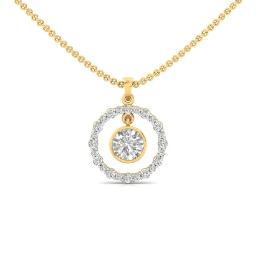 Round Diamond Halo Circle Pendant