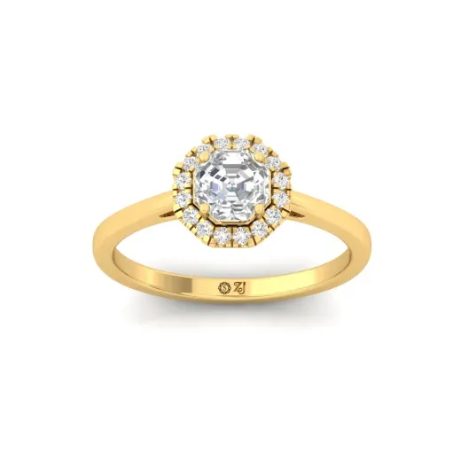 Octagon Cut Diamond Halo Engagement Ring