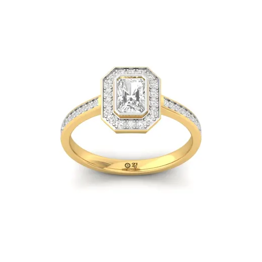 Radiant Cut Diamond Halo Engagement Ring