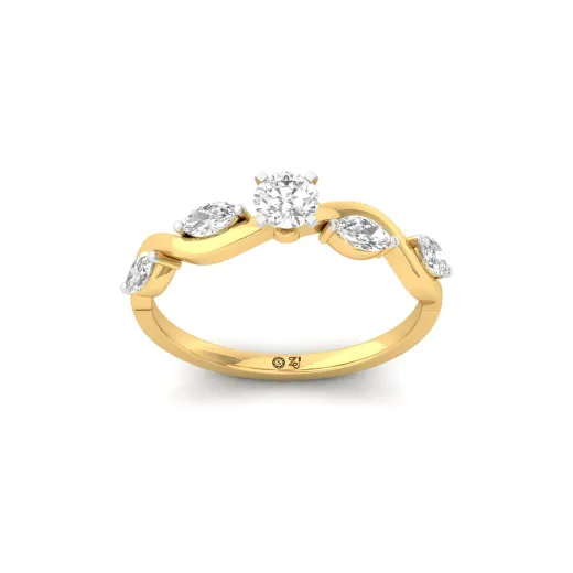 Round & Marquise Cut Diamond Twist Ring
