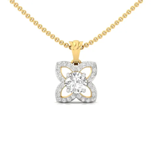 Round Cut Diamond Floral Pendant
