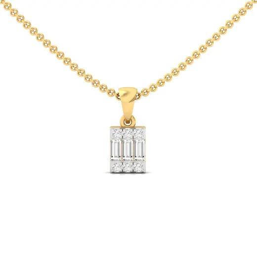 Baguette & Round Diamond Pendant