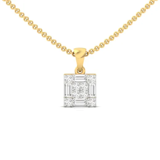 Baguette & Round Diamond Pendant