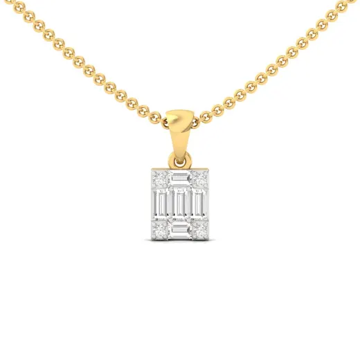 Baguette & Round Diamond Pendant