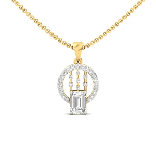Emerald Cut Diamond Circle Pendant