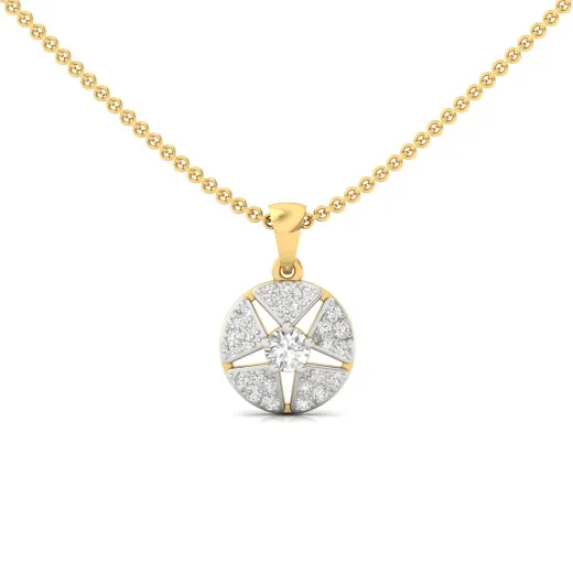 Round Cut Diamond Starburst Pendant
