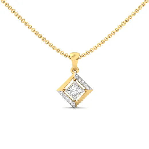 Princess Cut Diamond Geometric Pendant