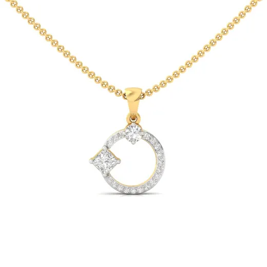 Princess & Round Diamond Pendant