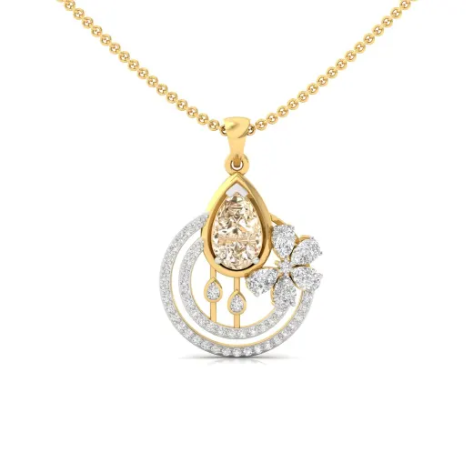 Pear Cut Champagne Sapphire & Diamond Pendant