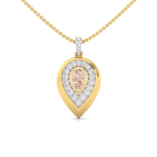 Pear Cut Peach Sapphire & Diamond Pendant