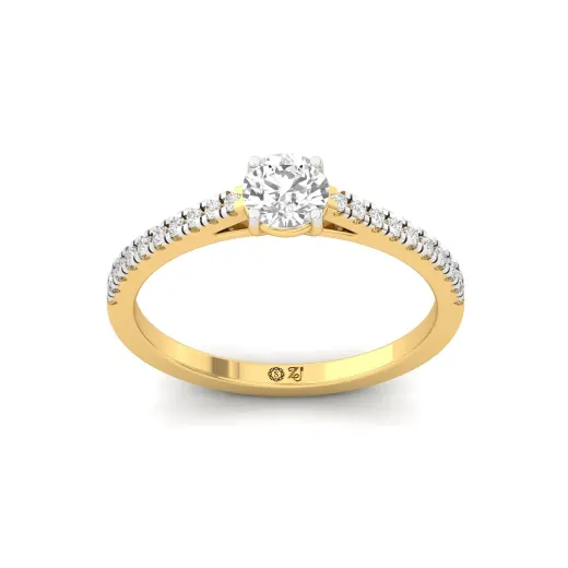 Round Cut Diamond Solitaire Engagement Ring with Pave Band