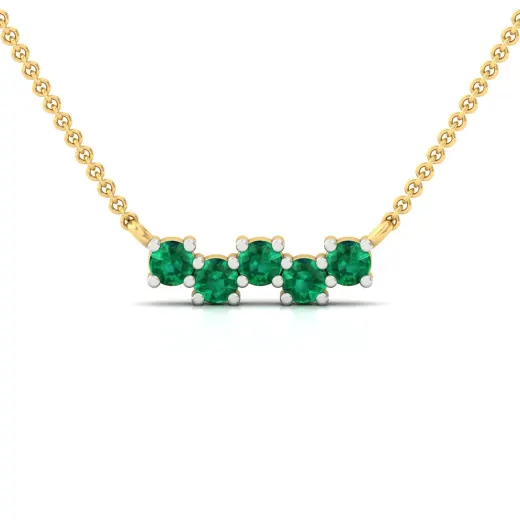 Emerald Green Gemstone Bar Pendant Necklace