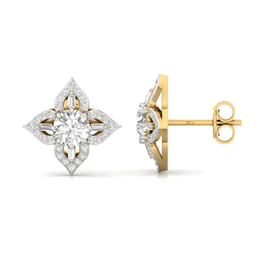 Floral Diamond Stud Earrings (1 Pair)