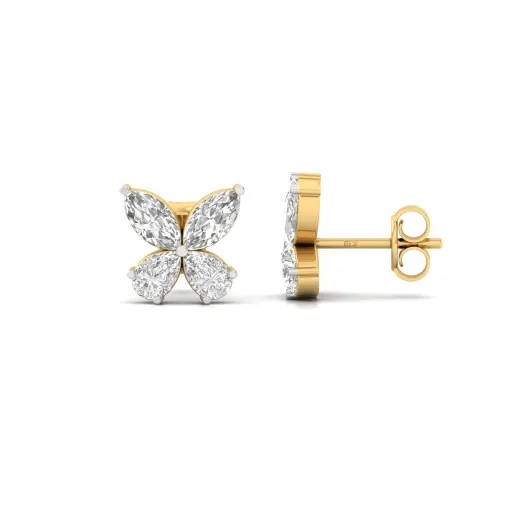 Marquise & Pear Cut Diamond Butterfly Stud Earrings (1 Pair)
