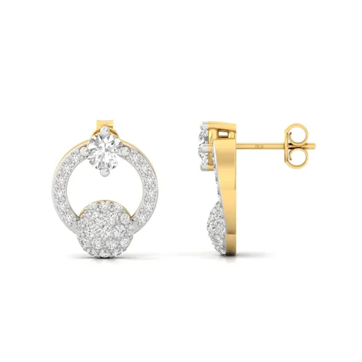 Round Cut Diamond Halo Circle Stud Earrings (1 Pair)