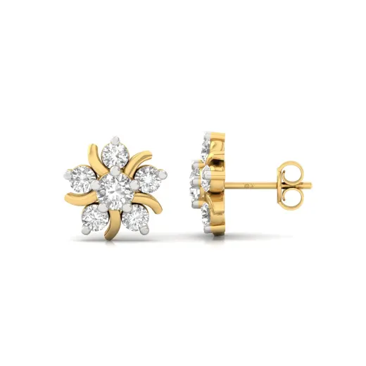 Round Cut Diamond Floral Stud Earrings (1 Pair)