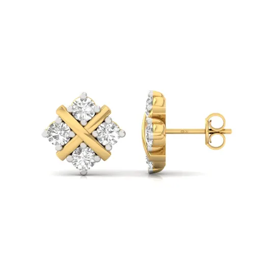 Round Cut Diamond Criss-Cross Stud Earrings (1 Pair)
