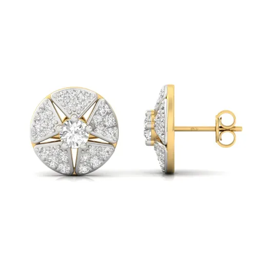 Round Cut Diamond Starburst Stud Earrings (1 Pair)