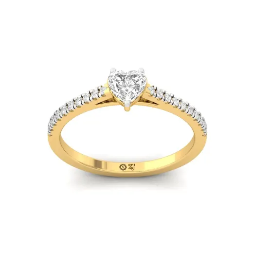 Heart Cut Diamond Solitaire Engagement Ring with Pave Band