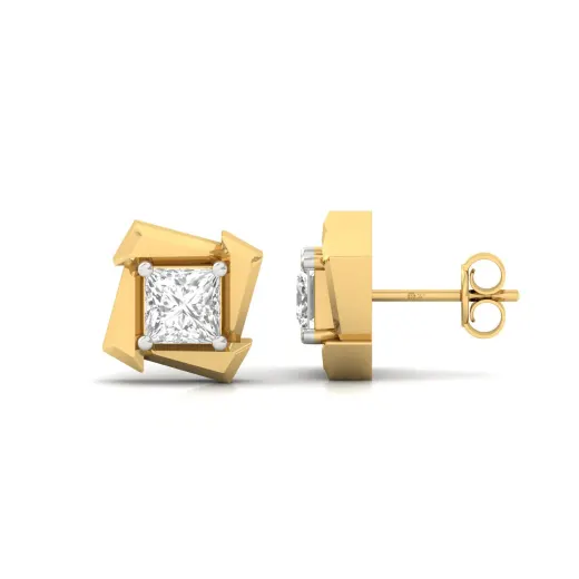 Princess Cut Diamond Stud Earrings (1 Pair)