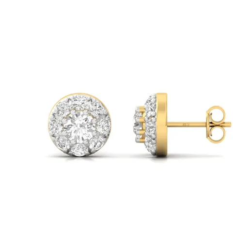 Round Cut Diamond Cluster Stud Earrings (1 Pair)