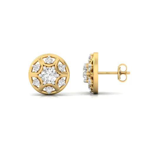 Round Cut Cluster Diamond Stud Earrings (1 Pair)