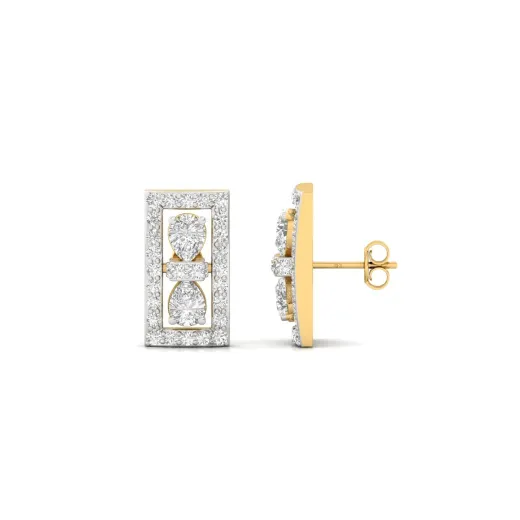 Pear Cut Rectangle Diamond Stud Earrings