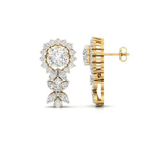 Cushion Cut Diamond Drop Earrings (1 Pair)