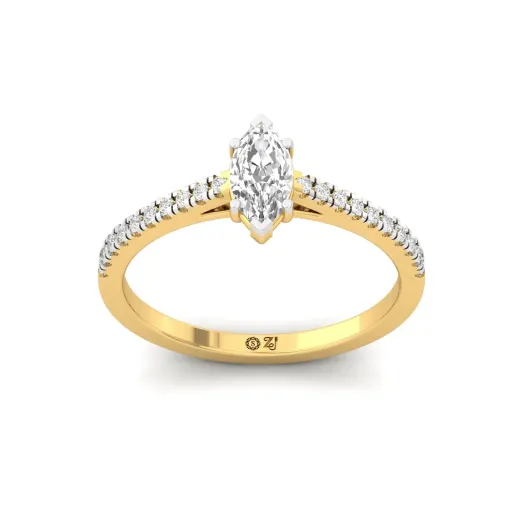 Marquise Cut Diamond Solitaire Engagement Ring with Pave Band