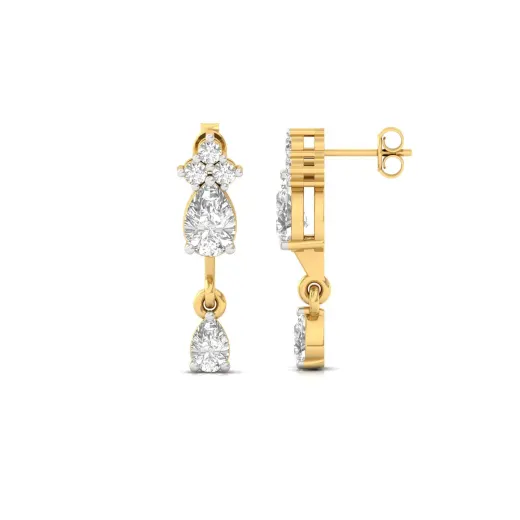 Pear & Round Diamond Drop Earrings (1 Pair)