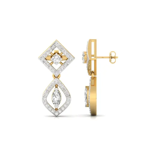 Marquise & Round Diamond Drop Earrings (1 Pair)