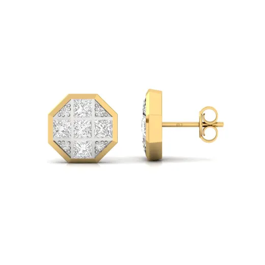Princess Cut Cluster Diamond Earrings (1 Pair)