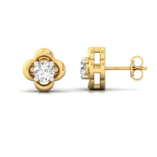 Round Cut Diamond Clover Stud Earrings (1 Pair)