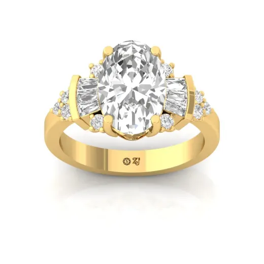 Oval & Baguette & Round Diamond Engagement Ring