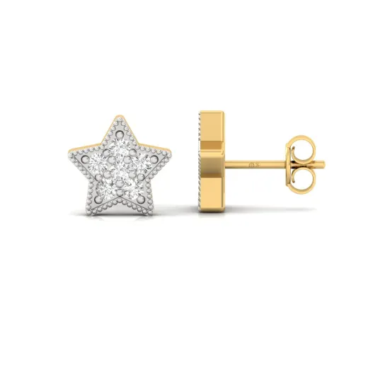 Star Shaped Diamond Stud Earrings (1 Pair)