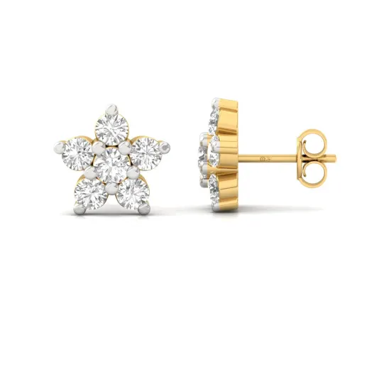 Floral Cluster Diamond Stud Earrings (1 Pair)