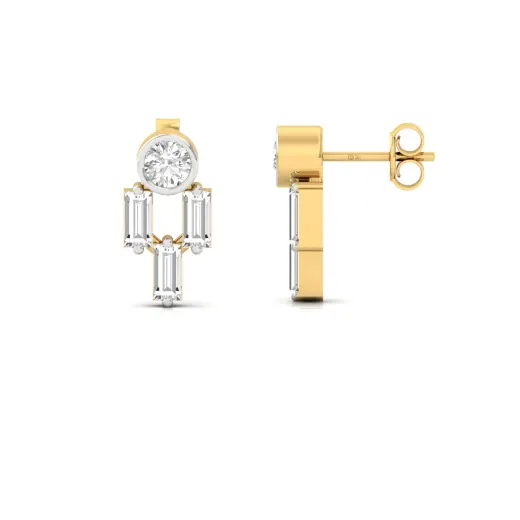 Round & Baguette Diamond Earrings (1 Pair)