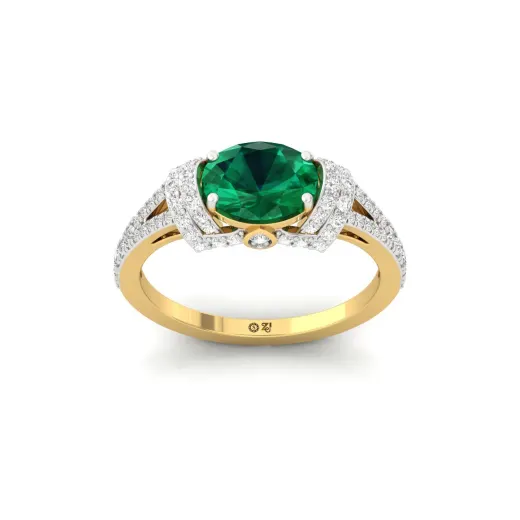 Emerald Oval Halo Diamond Engagement Ring