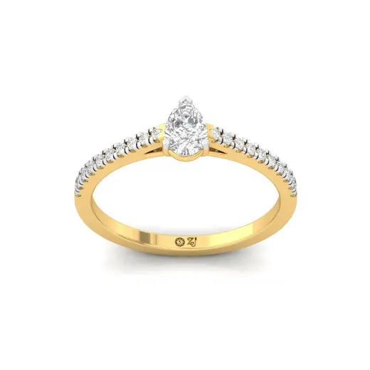 Pear Cut Diamond Solitaire Engagement Ring with Pave Band