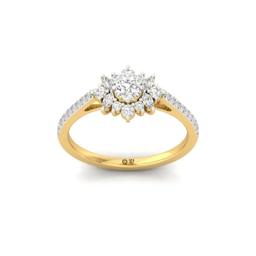 Round & Marquise Cut Diamond Halo Engagement Ring