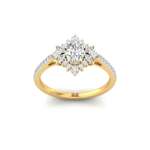 Oval & Marquise Cut Diamond Halo Engagement Ring