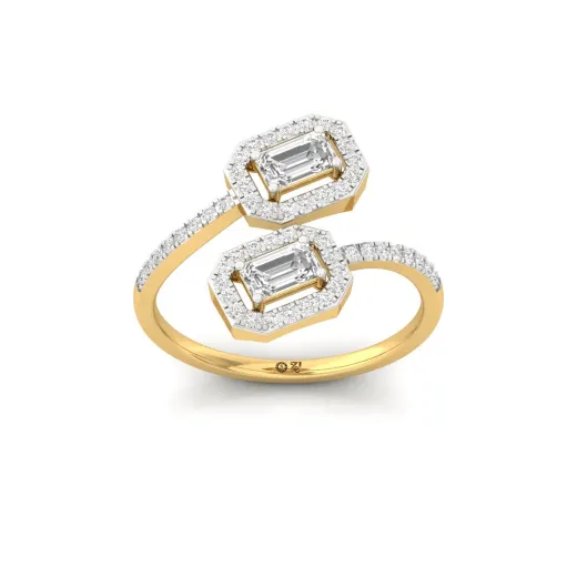 Emerald Cut Diamond Double Halo Ring