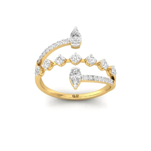 Pear & Round Diamond Open Bypass Ring