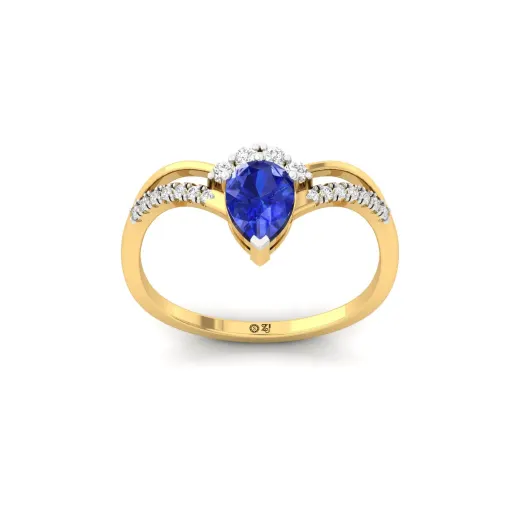 Pear Cut Blue Sapphire & Diamond Ring